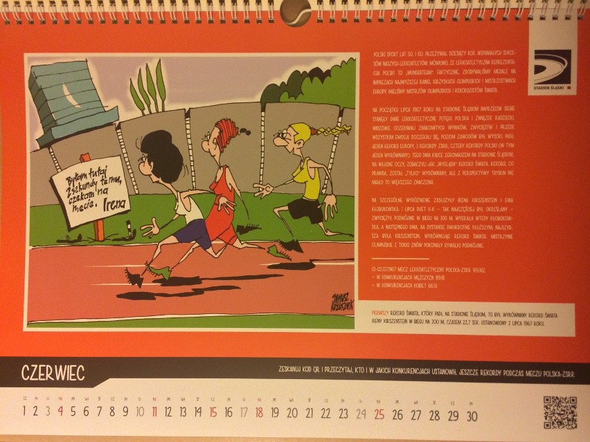 Kalendarz pokazuje historię obiektu za pomocą rysunków...