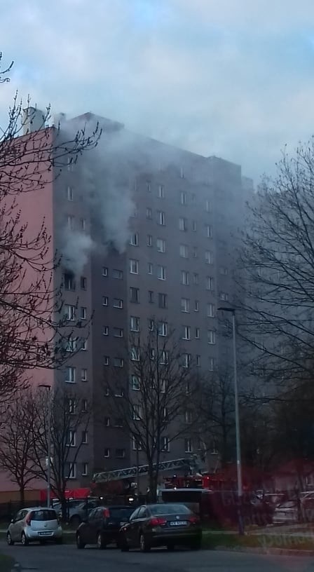 Kraków. Groźny pożar w Prokocimiu. Kobieta wyskoczyła z 6. piętra [ZDJĘCIA]