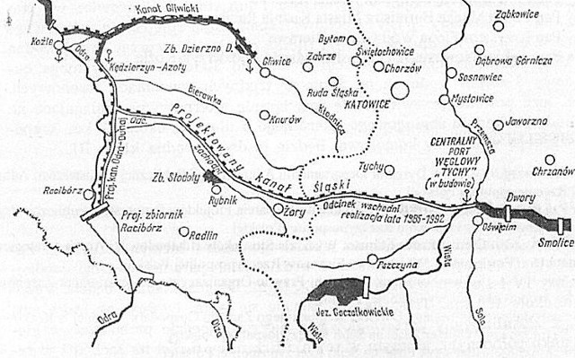 Plany budowy kanałów z lat 80. XX wieku.