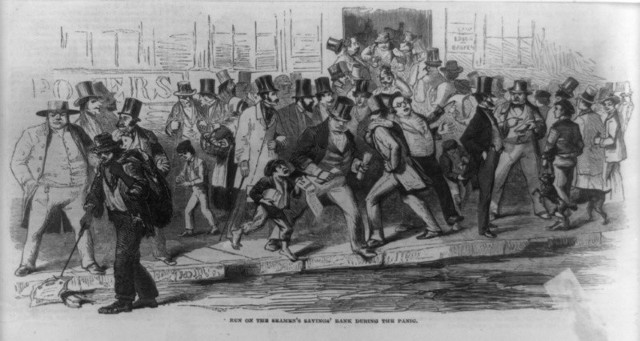 "Panika" w Nowym Jorku na XIX-wiecznej rycinie