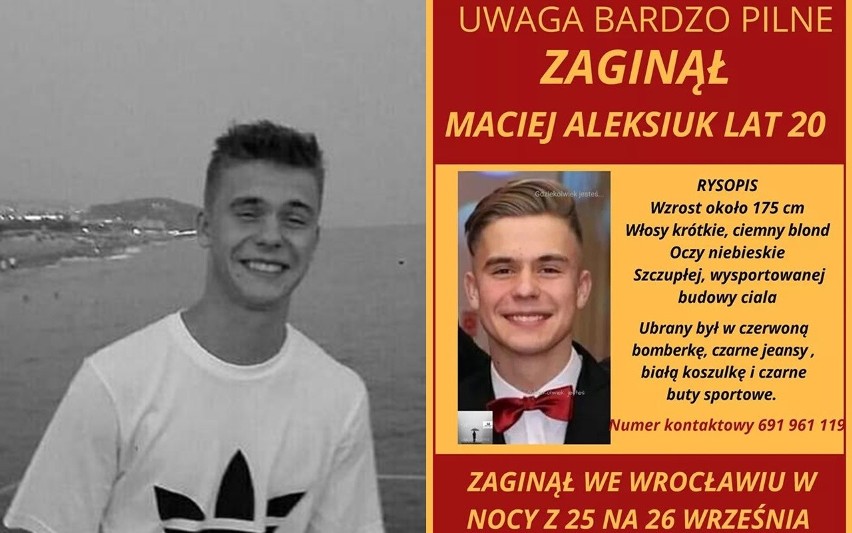 20-latek wyszedł do klubu we Wrocławiu. Potem zaginął. Gdzie jest Maciej Aleksiuk?