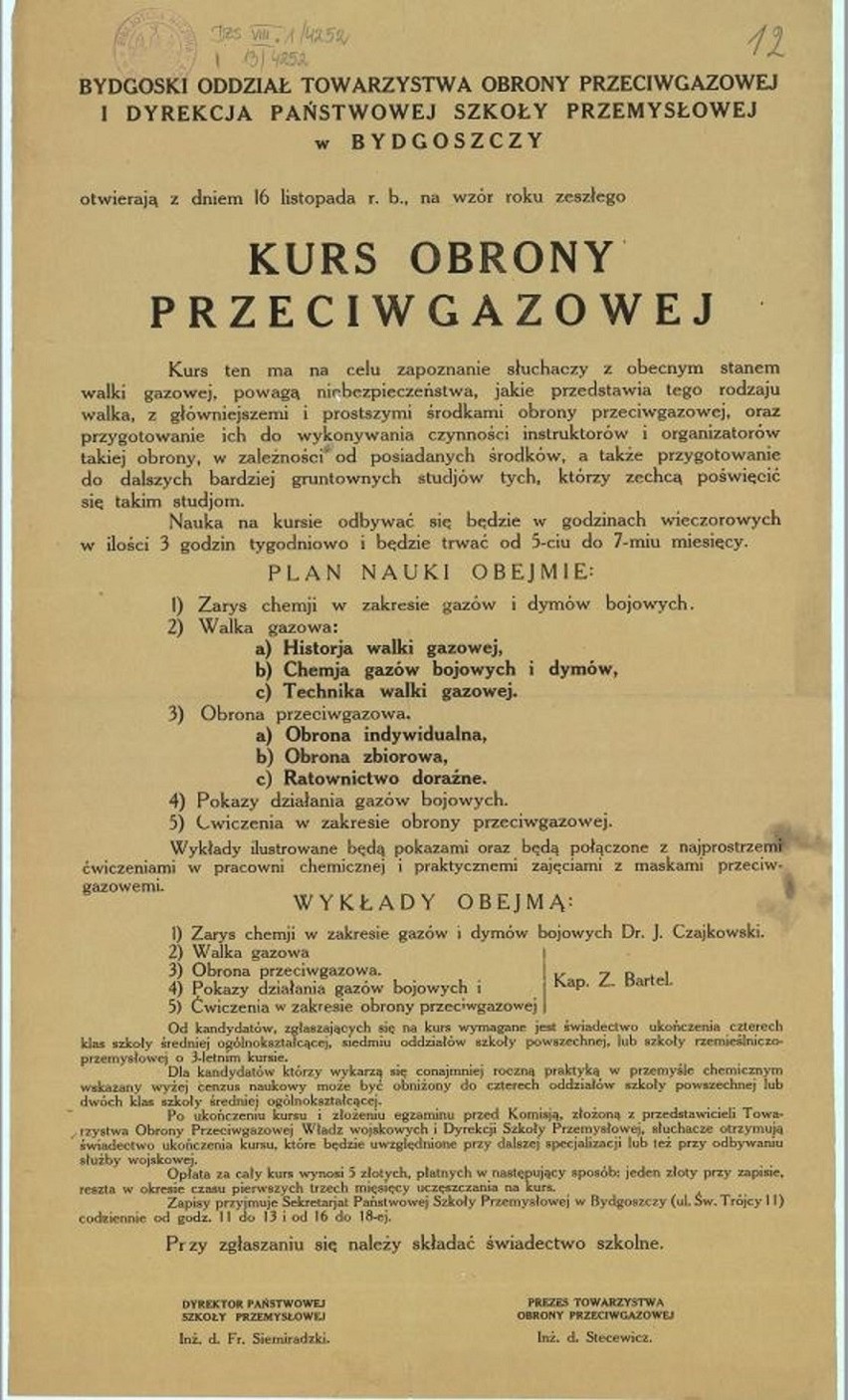 Ogłoszenie o kursie obrony przeciwgazowej organizowanym...