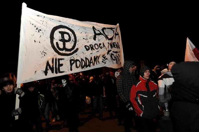 Protest przeciw ACTA w Szczecinie