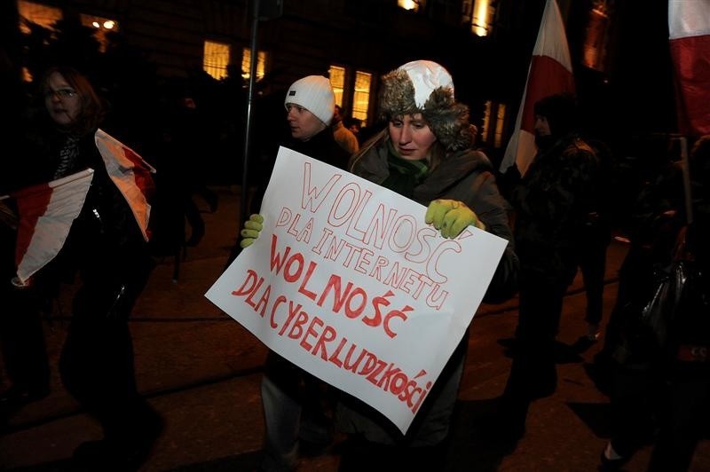 Protest przeciw ACTA w Szczecinie