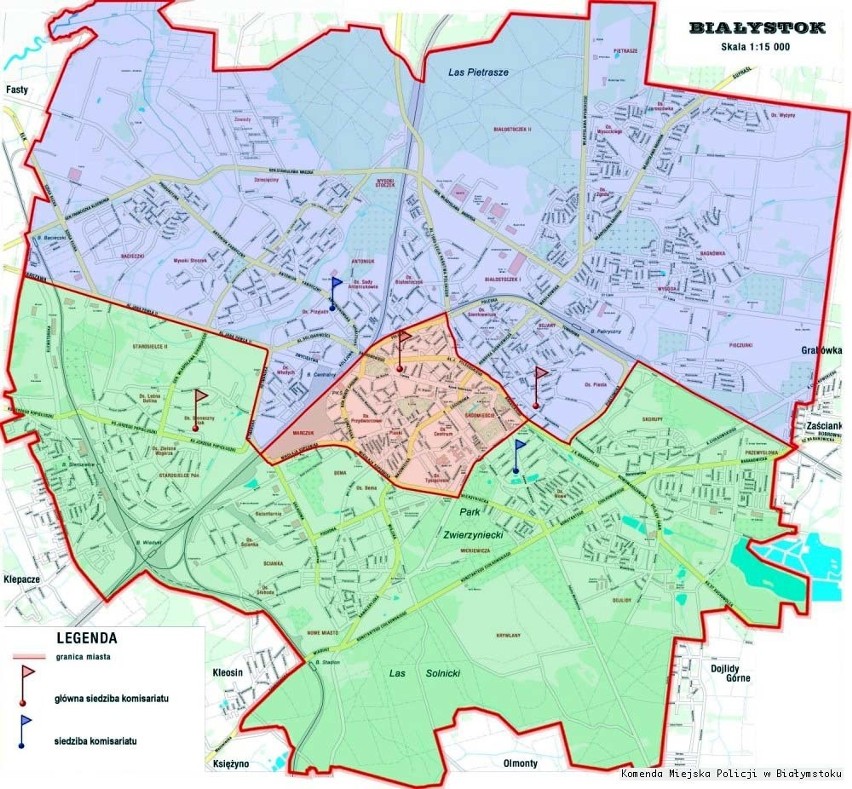 Białostockie komisariaty i podział miasta ze względu na...