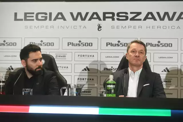 Nowy trener Legii Goncalo Feio, dyrektor sportowy klubu Jacek Zieliński
