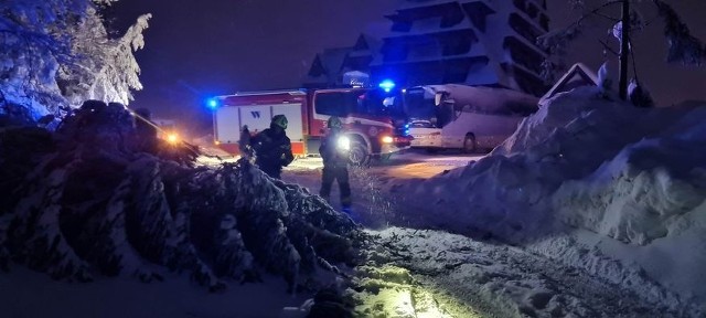 Strażacy z OSP w Bukowinie Tatrzańskiej zostali wezwani do powalonych przez śnieg drzew