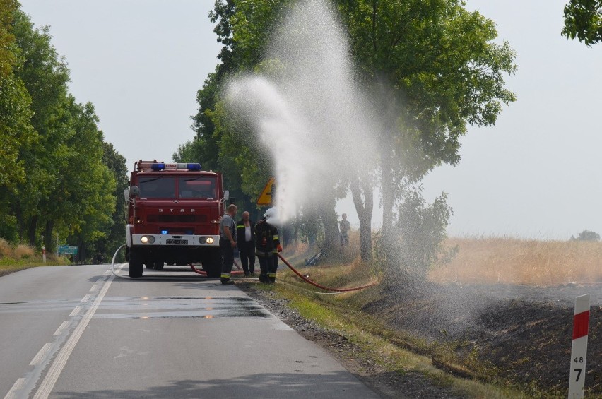 Pożar ścierniska w Truskolasach. Paliło się 20 arów ścierniska oraz suchej trawy! [ZDJĘCIA]