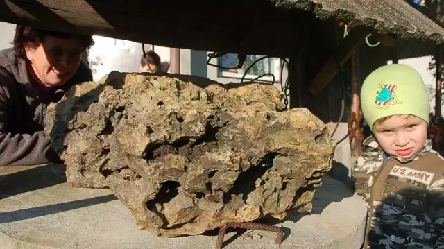 Znaleziony w Lubczy niezwykły głaz waży blisko 100 kilogramów. Kociołkowie mówią, że spadł z nieba