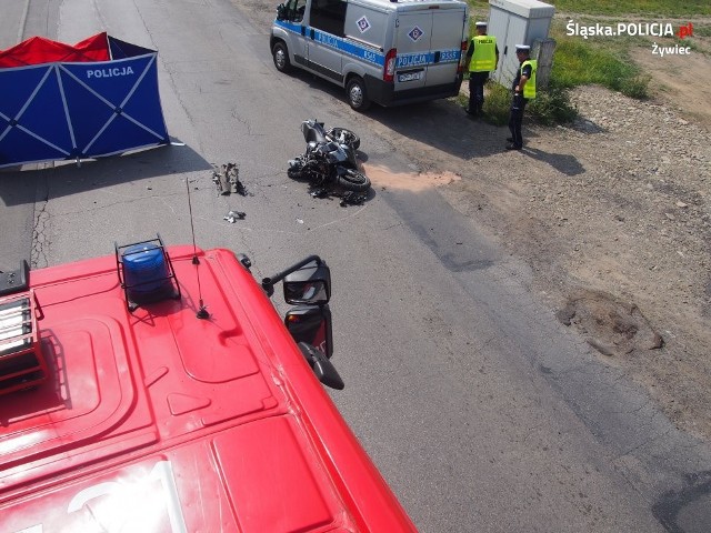 Wypadek motocyklisty w Żywcu