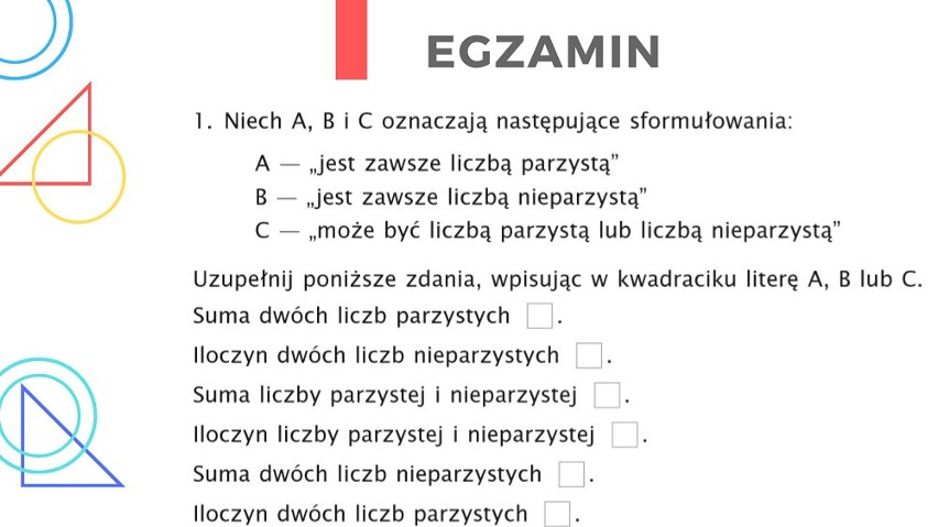 Egzamin ósmoklasisty 2019 z CKE. Matematyka - test próbny...