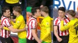 Piłkarz cmoknął piłkarza. Osobliwy pocałunek przyjaźni. Bliskie spotkanie w angielskiej Championship