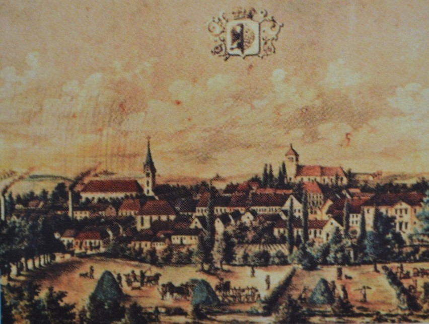 Panorama Wodzisławia od południa w 1874 roku