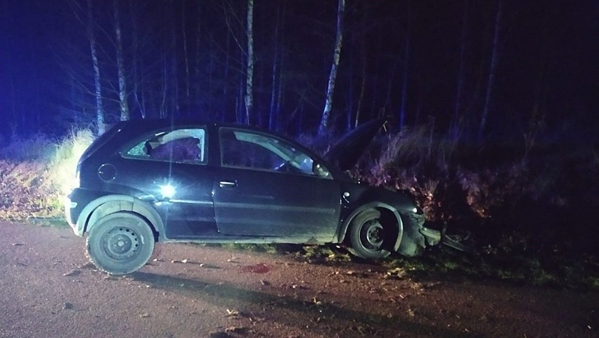 Trasa Kruklanki - Nowe Sołdany. Starał się ominąć sarnę, a uderzył w skarpę. Kierowca był pijany (zdjęcia)