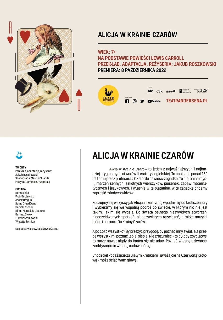 Alicja w Krainie czarów powraca do Lublina. Teatr Andersena szykuje się do premiery
