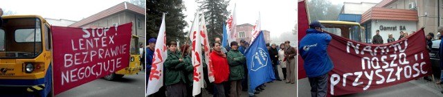 Protest przed biurowcem Gamratu w Jaśle.
