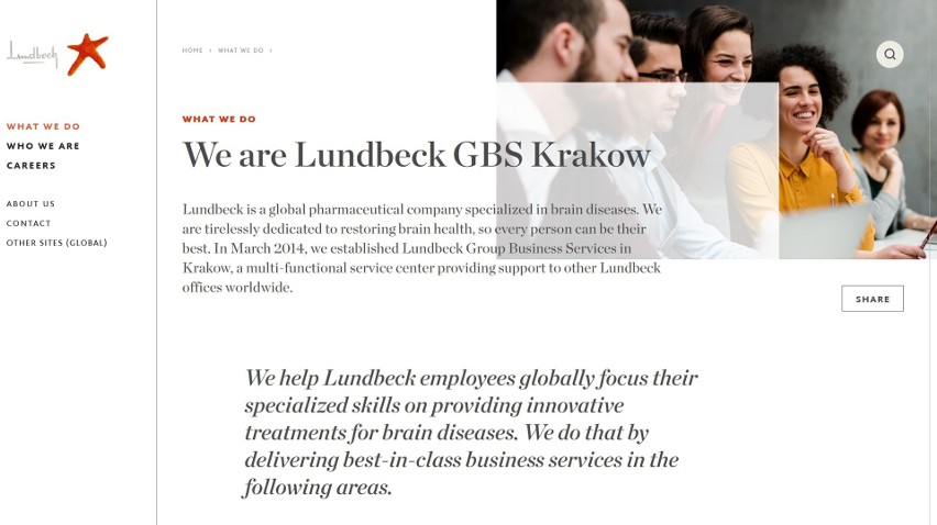 Lundbeck GBS Krakow jest częścią globalnej firmy...