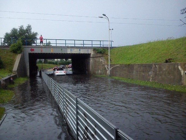 Zalany tunel w Lęborku.