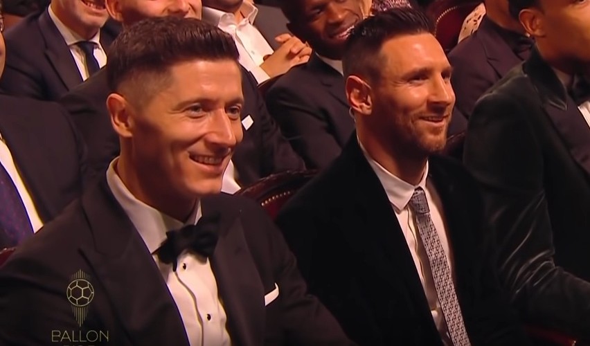 Lewandowski i Messi podczas ceremonii w 2019 roku