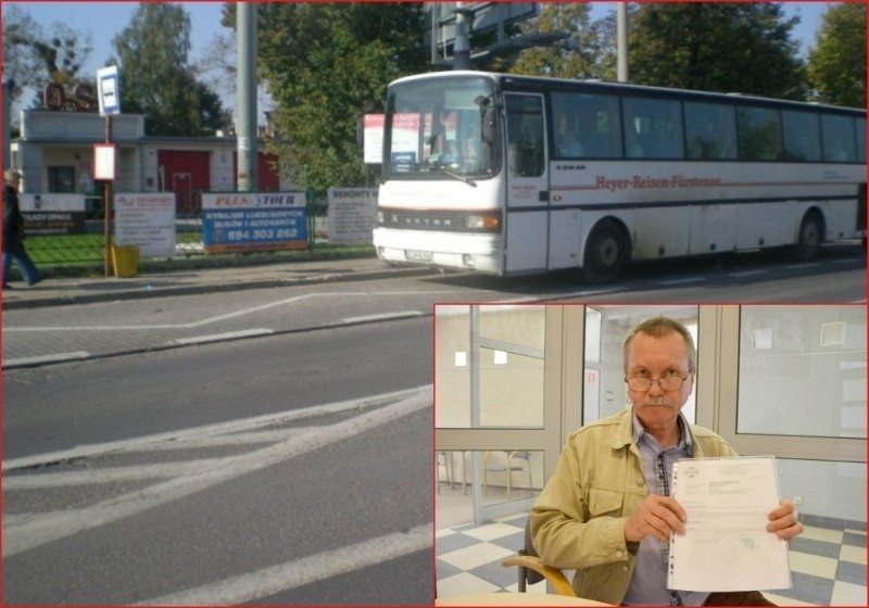 Wyprzedzał na trzeciego, został poturbowany przez kierowcę autobusu, dostał mandat i się żali... 