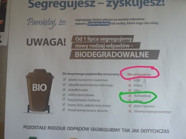 Co z segregacją skorupek jaj? Są rozbieżne informacje. Jak to jest z tymi bioodpadami? 