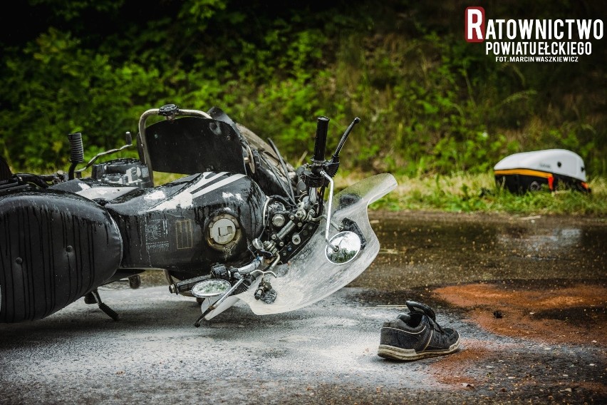 Wypadek motocyklisty w Starych Juchach