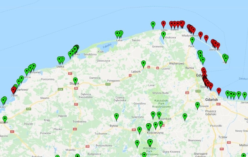 Sinice w Bałtyki 2018 - Mapa online. Lista kąpielisk...