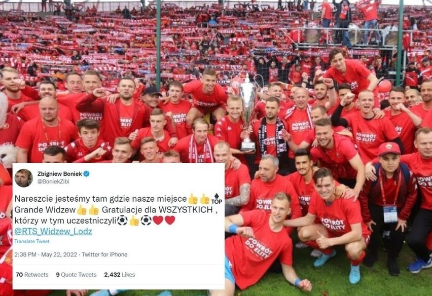 Gratulacje dla Widzewa od znanych osobistości. Cała Polska gratuluje legendarnemu klubowi powrotu do elity