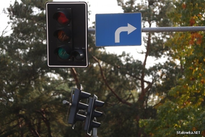 W Stalowej Woli kobieta „skosiła” volkswagenem golfem znak drogowy i sygnalizator świetlny (zdjęcia)