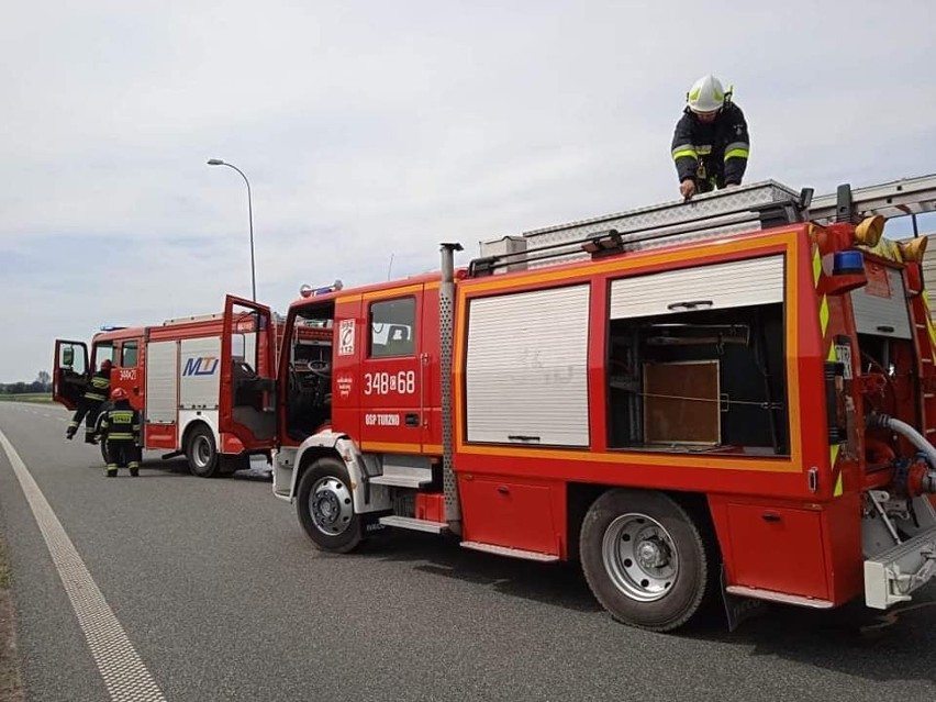 Na autostradzie A1 pod Toruniem doszczętnie spłonęło auto. Podróżowała nim rodzina z dwójką dzieci [zdjęcia]