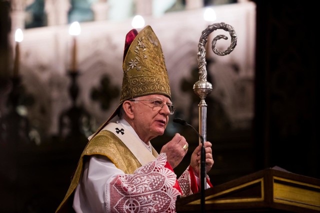 15.04.2018 krakow, katedra wawelska, msza z udzialem premier mateusz morawiecki i premier beata szydlo, centralna liturgia drugiego narodowego czytania pisama swietego,  nz arcybiskup marek jedraszewskifot. andrzej banas / polska press