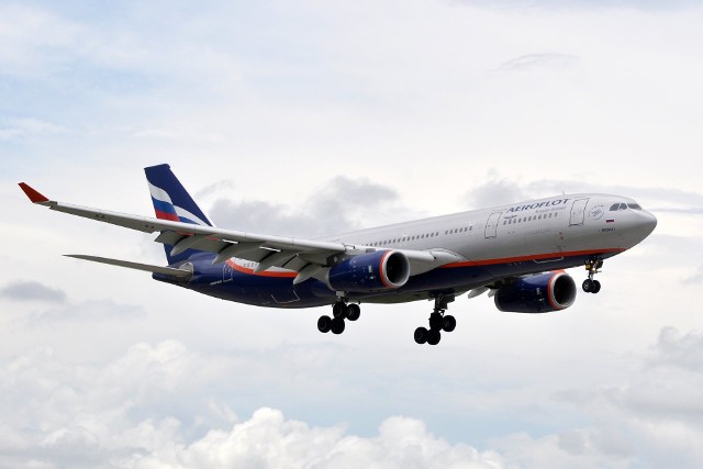 Samolot rosyjskich linii lotniczych Aeroflot, zdjęcie ilustracyjne