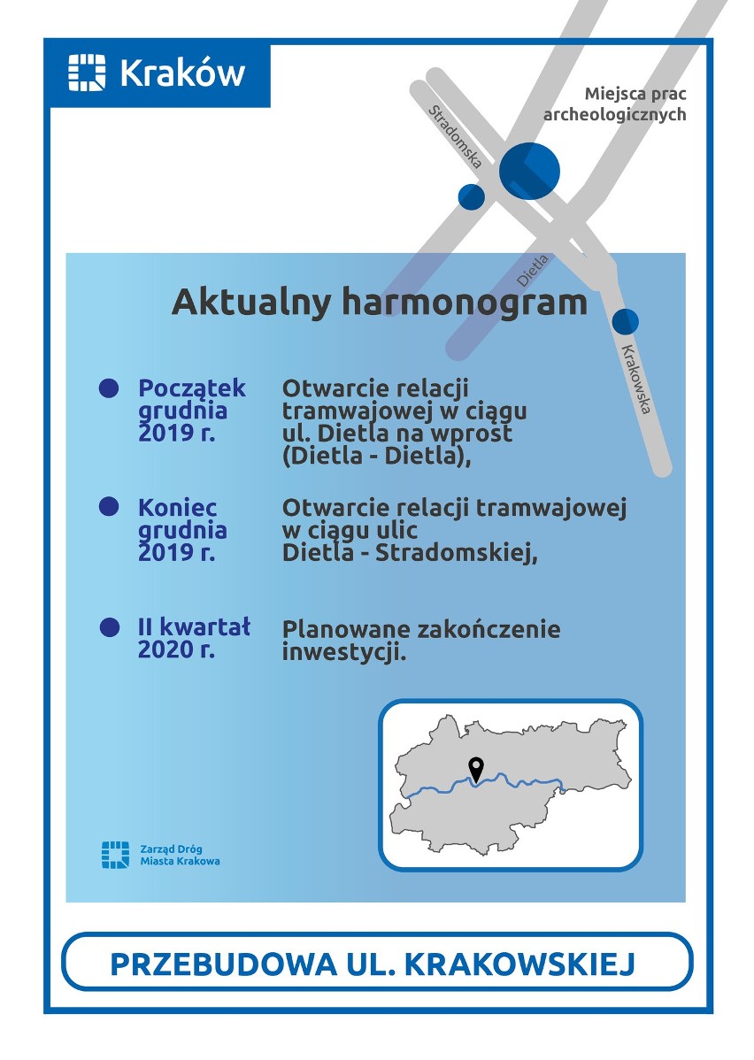 Nowy harmomogram prac na Krakowskiej