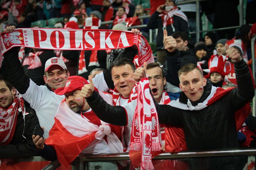 Kibice na meczu Polska - Nigeria. Stadion Wrocław 23.03.2018