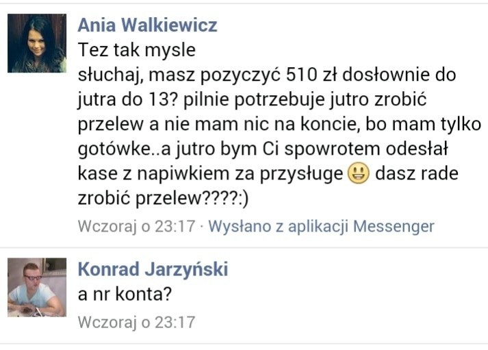 - Do włamania na moje konto doszło w poniedziałek około...