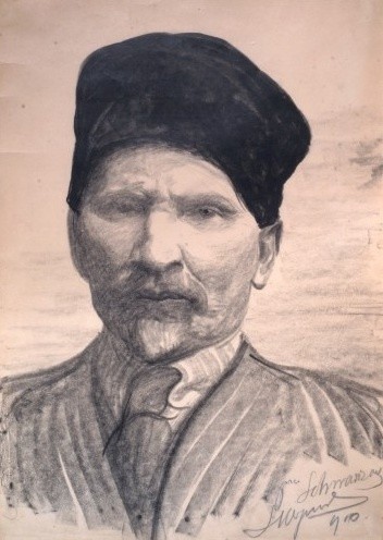 Leon Wyczółkowski, Autoportret - popiersie w czapce, 1910,...