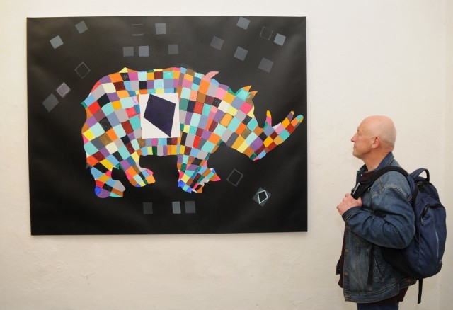 Ryszard Grzyb i  ,,Spirala wspomnień?”, 140 x180 cm, 2017, akryl na płótnie