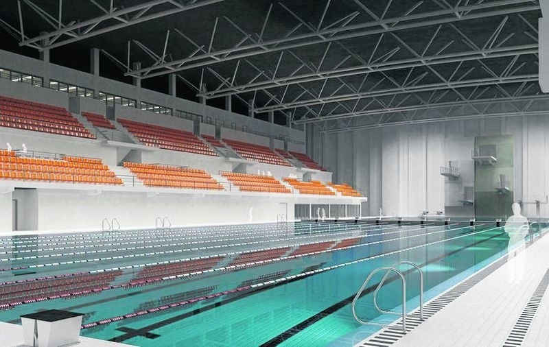 Trybuny wokół basenów mogą pomieścić 1800 widzów.