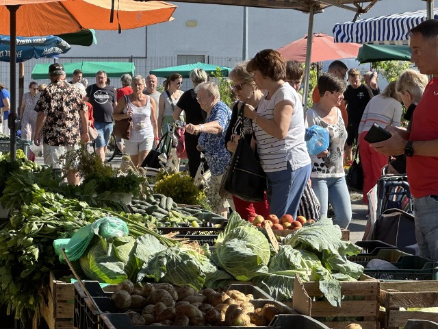 Sobotni targ w Tarnobrzegu pełen warzyw i owoców