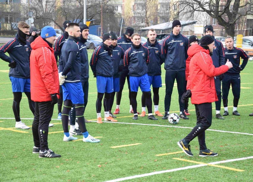 Pierwszy trening Odry na boisku w 2021 roku.