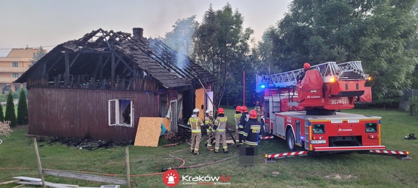 Pożar drewnianego domu w Wysiołku Luborzyckim