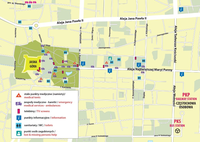 Mapka rozmieszczenia punktów medycznych, informacyjnych,...