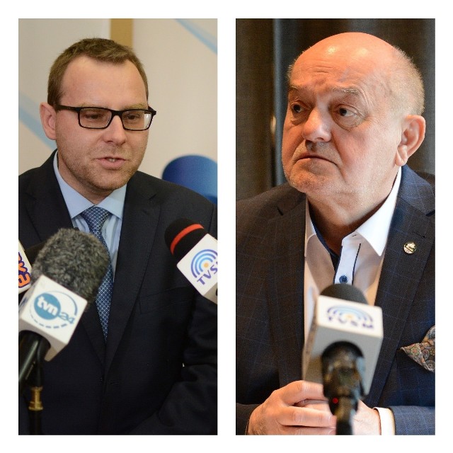 Od lewej, Łukasz Przychodzki, obecny dyrektor medyczny szpitala w Grudziądz. Od prawej, Marek Nowak, były szef lecznicy
