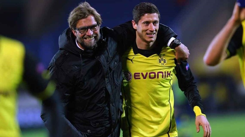 Jürgen Klopp i Robert Lewandowski w barwach Borussii...