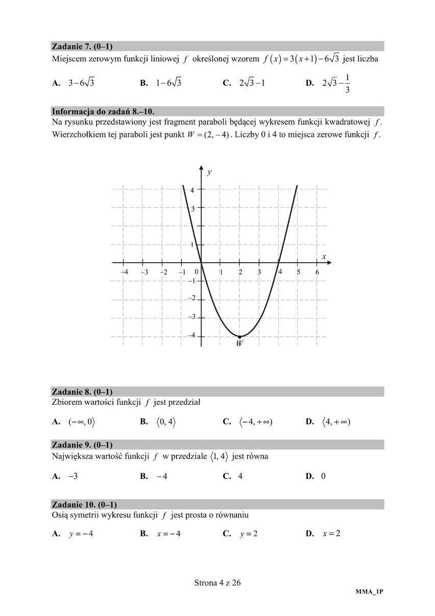 Co było na egzaminie maturalnym z matematyki Niestety nie...