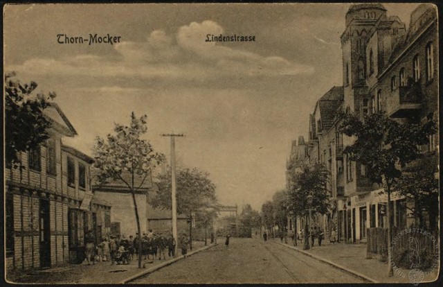 Zachodni odcinek ulicy Lipowej, czyli obecnej Kościuszki. Grunty Gustawa Goetza znajdowały się po prawej stronie, możliwe więc, że stanęły na nich widoczne na zdjęciu kamienice.