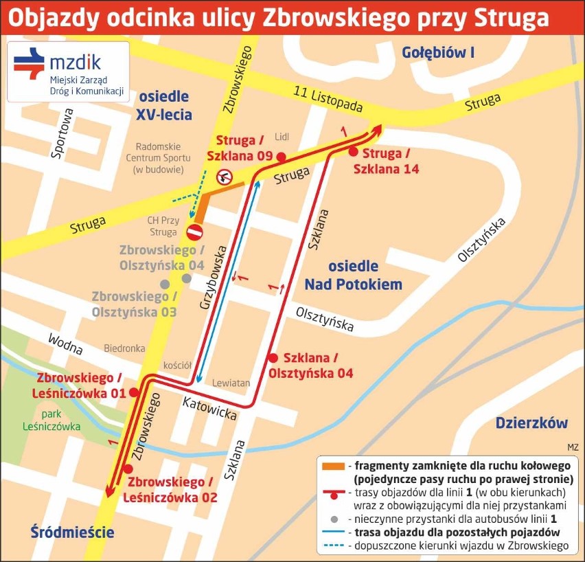 Uwaga kierowcy. Część ulicy Zbrowskiego w Radomiu zostanie zamknięta, będą objazdy