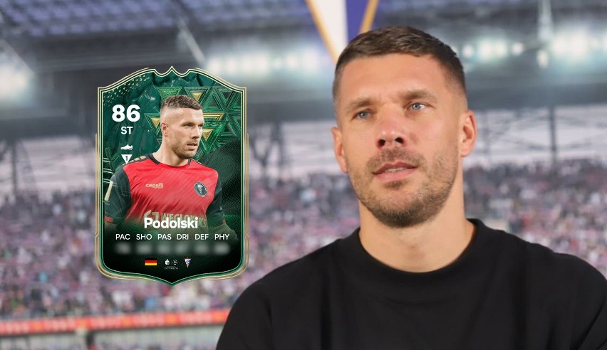 Lukas Podolski dostał kartę specjalną w grze piłkarskiej FC 24. Statystyka strzałów oceniona na 99, czyli maksymalną wartość