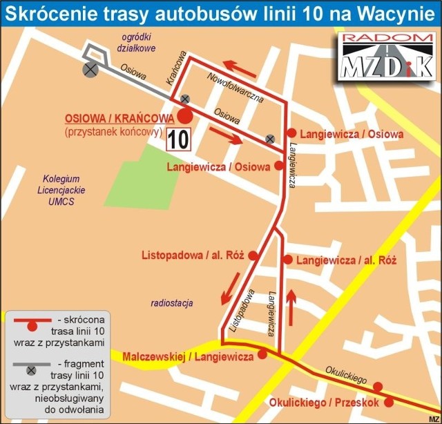 Skrócenie trasy autobusów linii 10 na Wacynie.
