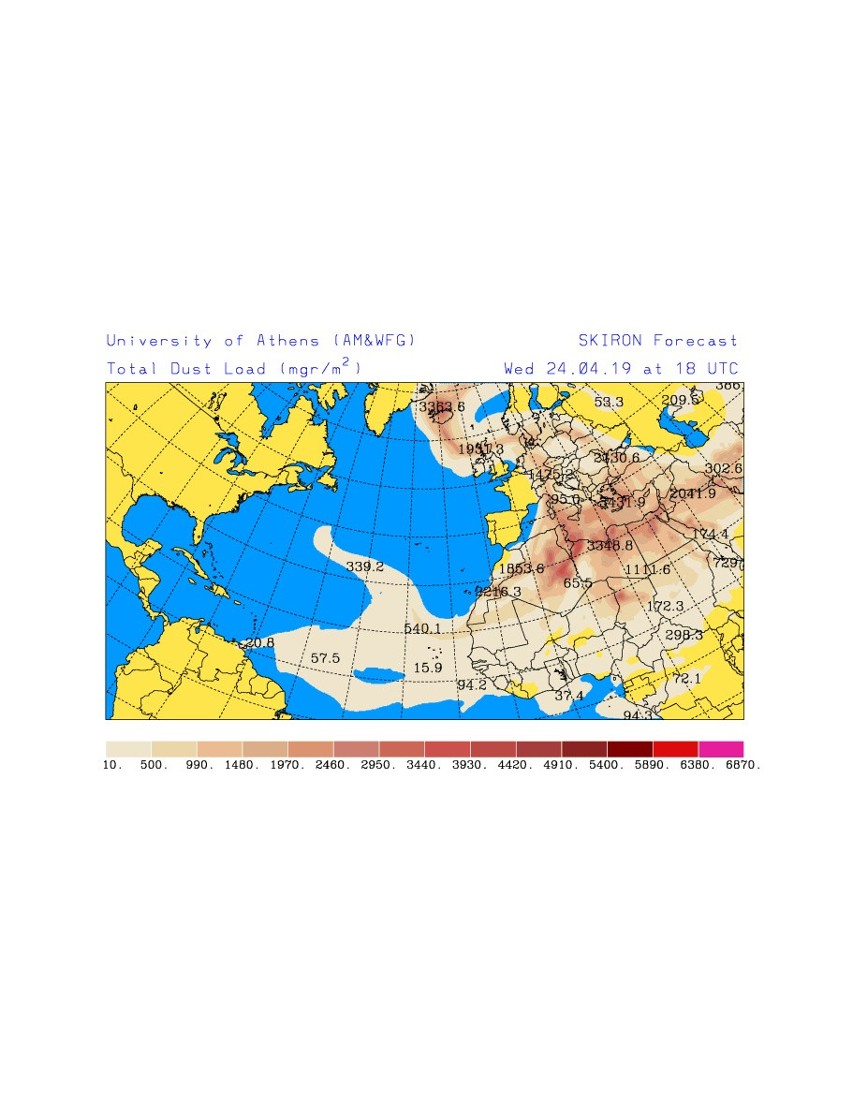 Występowanie pyłu saharyjskiego w czwartek 25 kwietnia...
